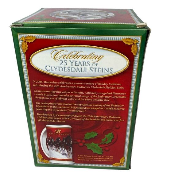 Budweiser 25th Anniversary Holiday Stein Vintage 2004 Limited Edition - Picture 9 of 9